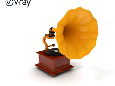 Antique Gramophone Model Pack with Detailed Textures Low-poly 3D model