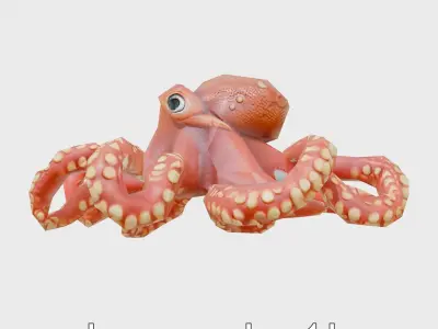 Oceanic Explorer Octopus Model with Regenerative Tentacles Low-poly 3D model