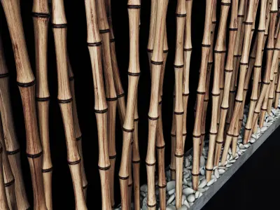 Screen long bamboo thin pebble decor n1 3D model