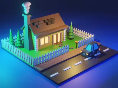 3D Villa Cartoon Model Low-poly 3D model