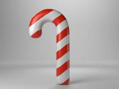 Low poly - Cute Candy Cane Free low-poly 3D model