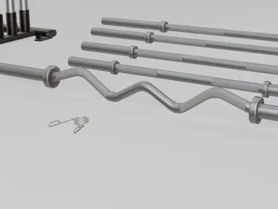 Barbells Pack with Holder - Low Poly Low-poly 3D model