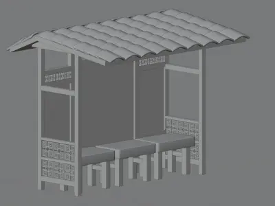 Bus Stop In Chinese Style 3D model