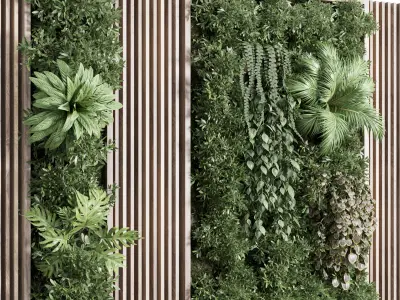 Vertical graden wooden frame wooden wall decor Low-poly 3D model