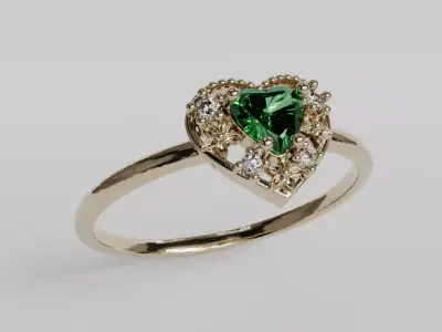 heart stone ring 3D print model