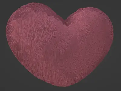Heart Pillow with Fur Free 3D model