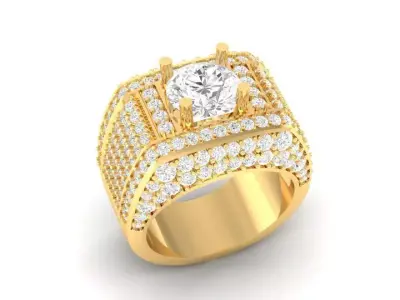 Luxury Wide Diamond Pave Ring for Men  151 3D print model