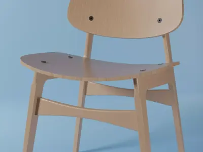 High-Poly Realistic Wooden Chair 3D Model Free 3D model