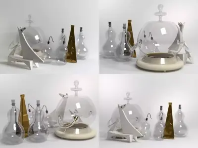 Kitchen Set glass jars and bottles 3D model