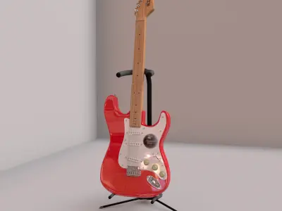 Fender Guitar And Stand 3D model