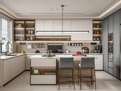 Kitchen fully parametric Resizable manufacturable 0068 3D model