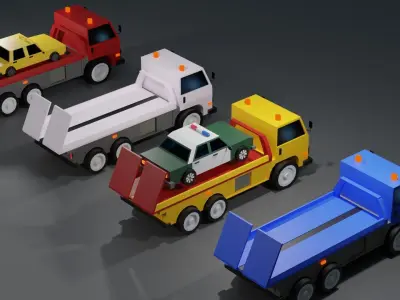 tow truck Low-poly 3D model