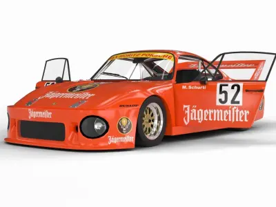 Porsche 935 77 1977 52 Jagermeister Racing 3d model HQ interior 3D model