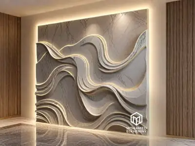 modern panel wall decor set wall relief mural CNC 74 3D model