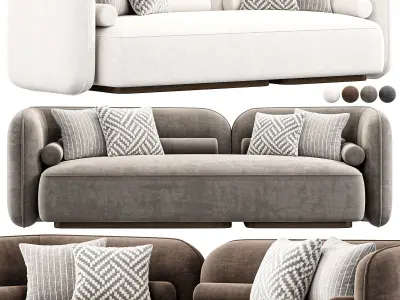 Scandinavian Style Velvet Sofa 3D model