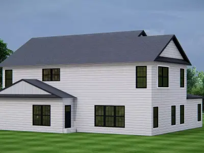 Modern American House Exterior Residential Architecture design 3D model