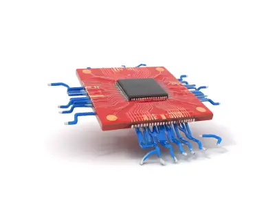 Red Circuit Chip model pack Low-poly 3D model