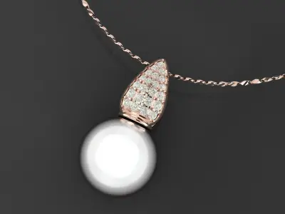 Pearl diamond pendant 2 3D print model