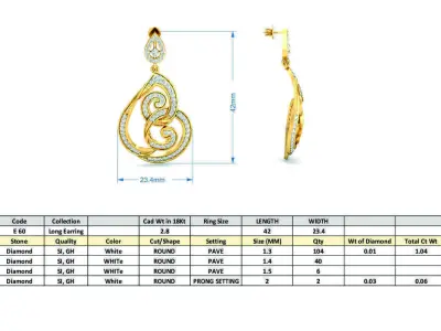 Women Earrings 3dm STL OBJ FBX Render Details 3D print model shop