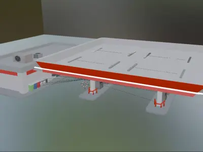 Gas station and Pagani Zonda R 3D model
