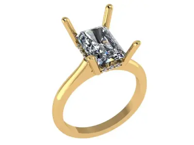 Simple emerald cut solitaire 3D print model