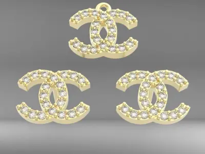 Diamond earrings-pendant 3D print model