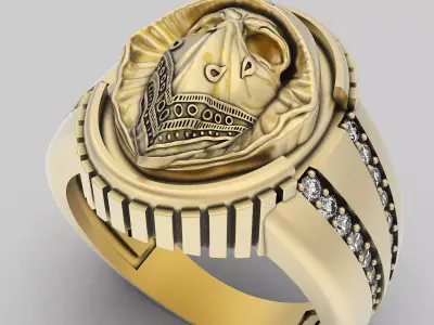 Skull hood rap ring silver gold printable jewelry 3D model 3D print model