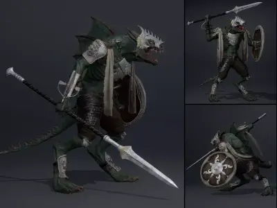 Mist Spearman Arm1 Low-poly 3D model