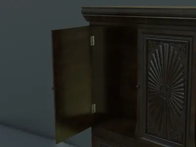 Cabinet tall wooden Free low-poly 3D model