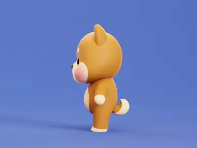   Cartoon  Dog Character Shiba  Chibi Kawaii Low-poly 3D model