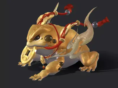 Golden Toad Lucky Low-poly 3D model