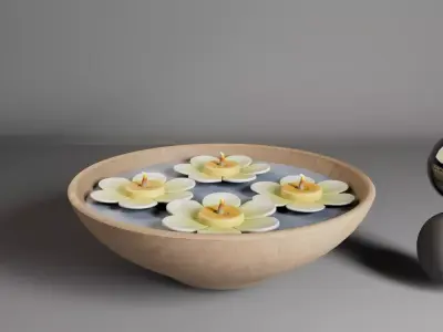Flower candle bowl Low-poly 3D model