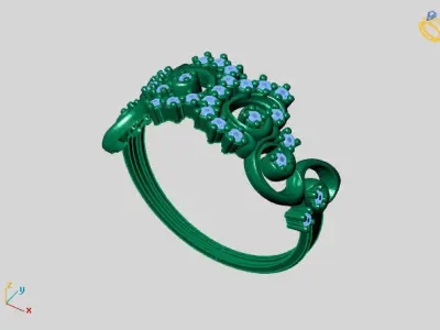Women Ring Diamond Stone STL 3DM Lightweight Printable 3D print model 79