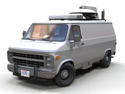 80s generic newsvan Low-poly 3D model