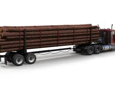 Kenworth log truck Low-poly 3D model