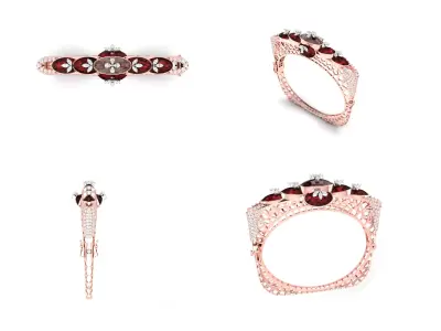 Rose Gold Diamond Woman Bracelet 3D Print Model 3D print model 12