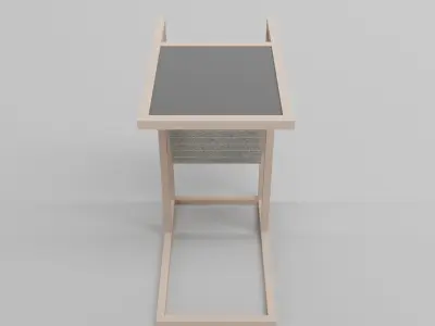 Faux Shagreen Side Table with Magazine Rack 3D model