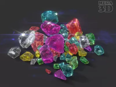 Multiple Color Crystal Gemstone Pack 220705 Low-poly 3D model