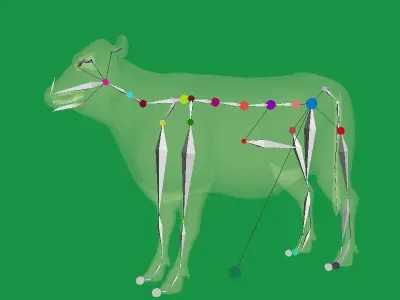 Black Cattle Mammal Low-poly 3D model