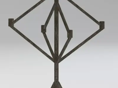 Candelabra metal sculpture of tree 3D model