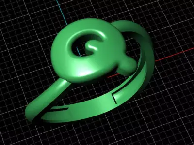 Q alphabet bypass shell hallow ring 3D print model