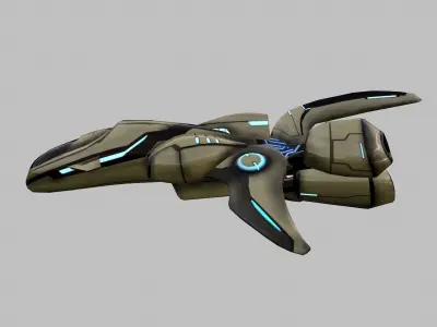 spaceship scout green  Low-poly 3D model