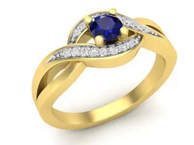 AV 591 Diamond Ladies Swirl Split Shank Bridal Promise Ring 3D print model