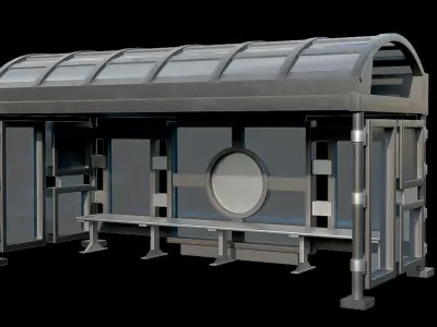 Game Ready Bus Stop 6 Low-poly 3D model