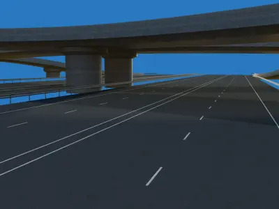 DOG BONE Highway Interchange 3D Model Low-poly 3D model