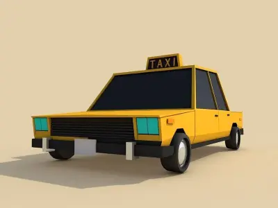 Cartoon Low Poly Taxi Low-poly 3D model