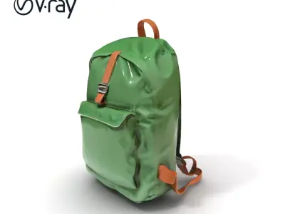 Green Backpack D Model Pack Low-poly 3D model