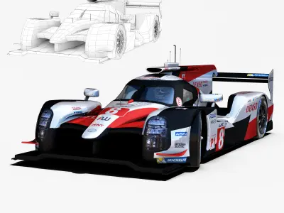 Toyota TS050 Hybrid 2018 Low-poly 3D model