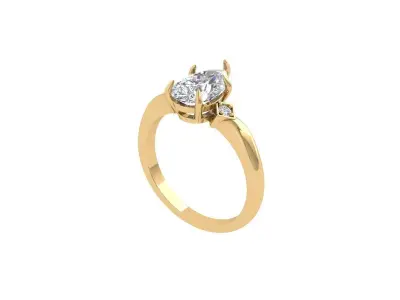 Pear 3 Stone Ring 3D print model