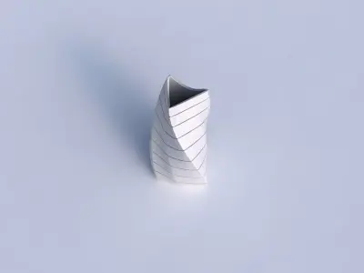 Vase twist curved tipping triangle 2 with hard horizontal dents 3D print model